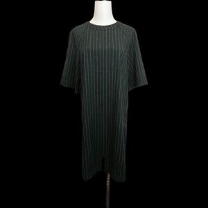 🐝🐝🐝 Striped Short Sleeve Dress in Dark Teal with White Pinstripes